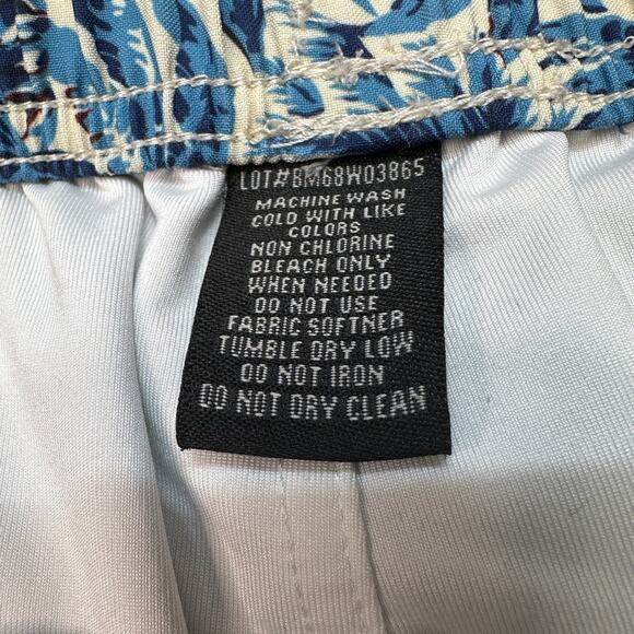 Rock & Roll Denim Swim Short Mens S Tropical Volley Blue Cream Stretch Pull On - Picture 9 of 13